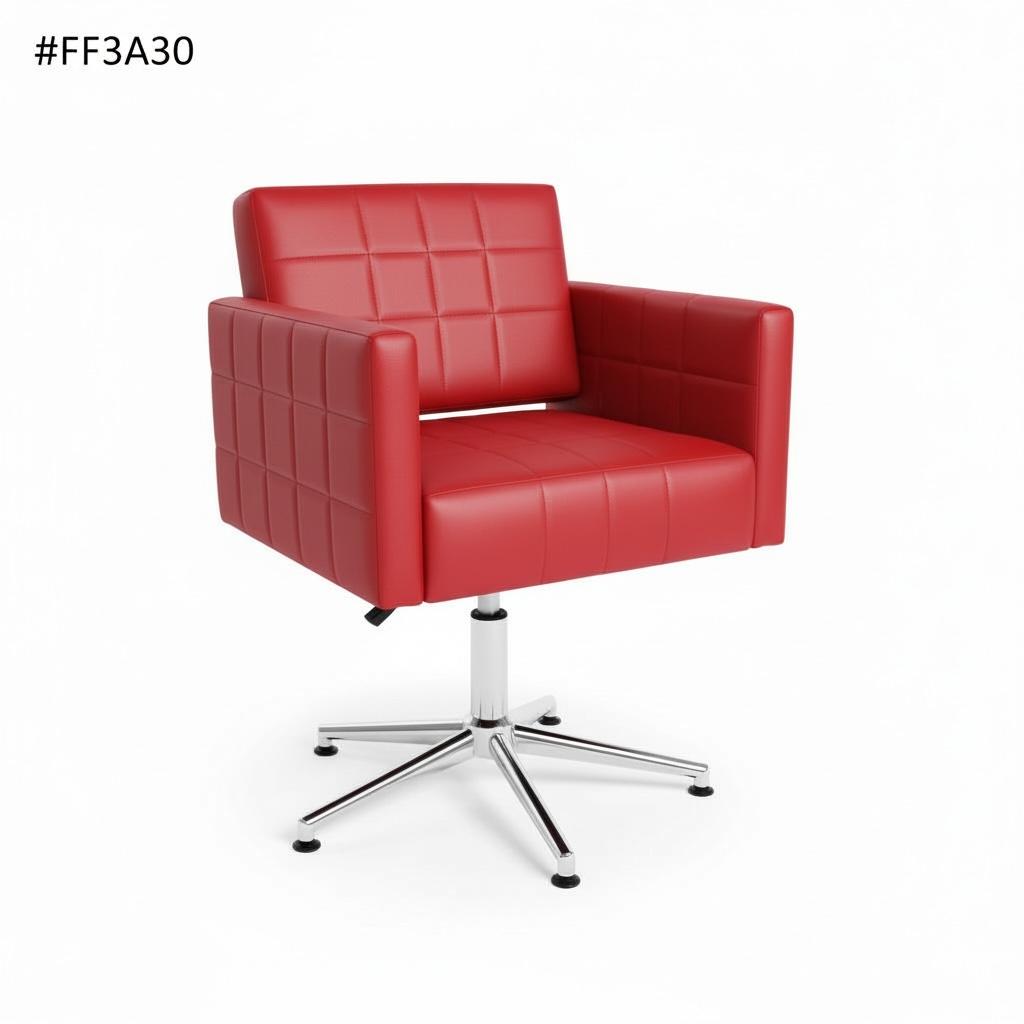 Kuaför Saç Kesim Koltuğu – Kare Kol Kırmızı