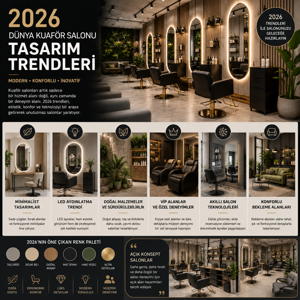 2026 Dünya Kuaför Salonu Tasarım Trendleri