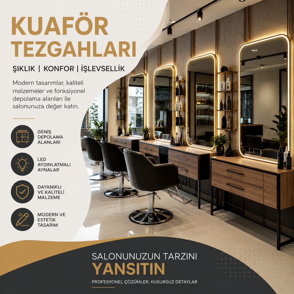 Kuaför Tezgahları Modelleri