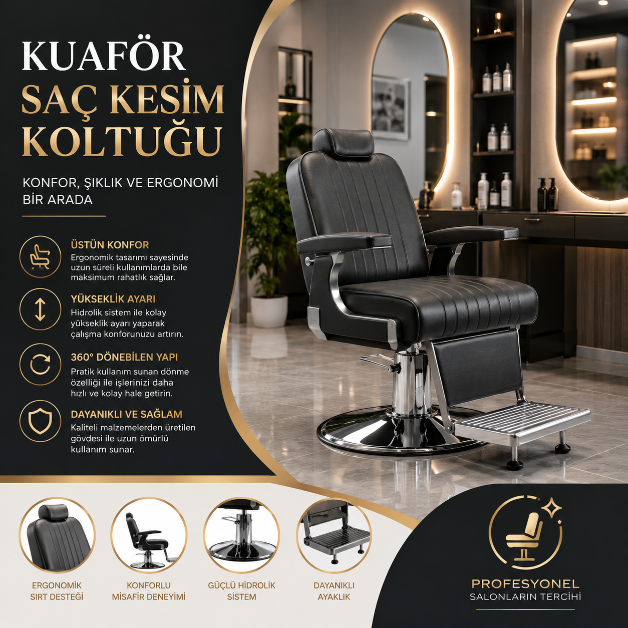 Kuaför saç kesim koltuğu