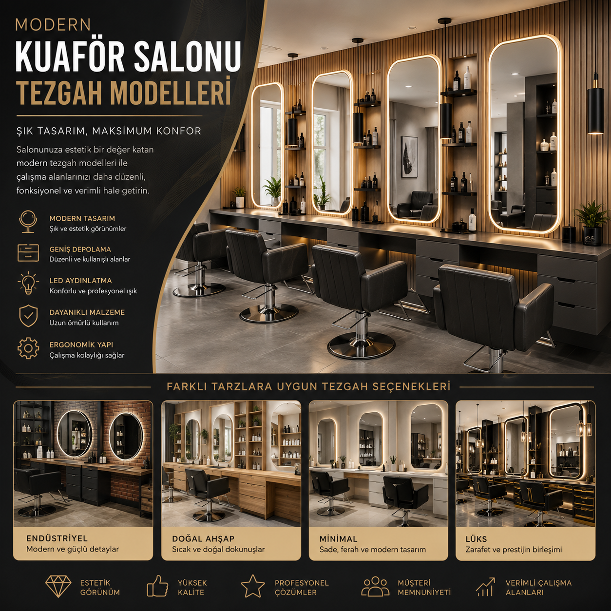 Kuaför Salonu Tezgah Modelleri