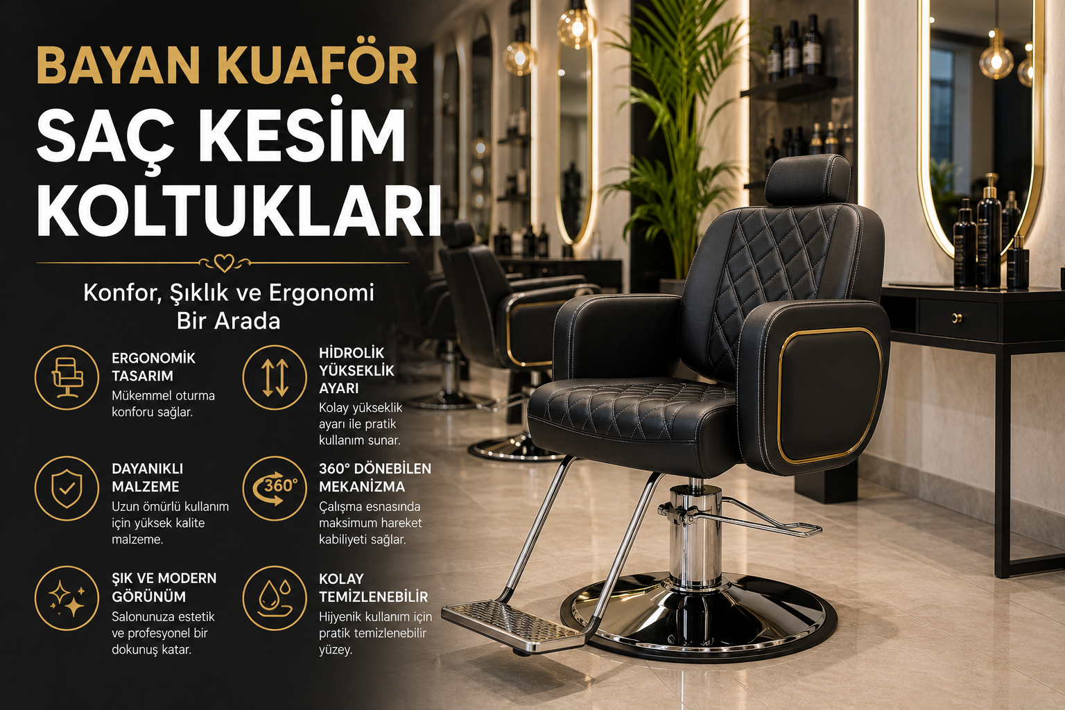 bayan kuaför saç kesim koltukları