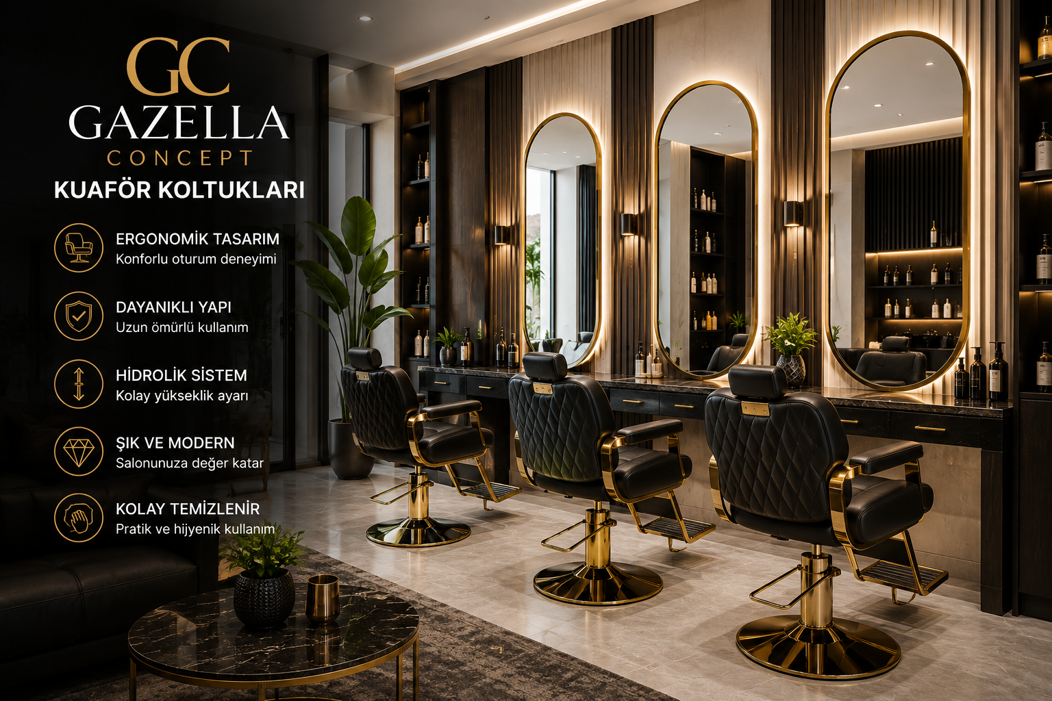 gazella concept kuaför koltukları