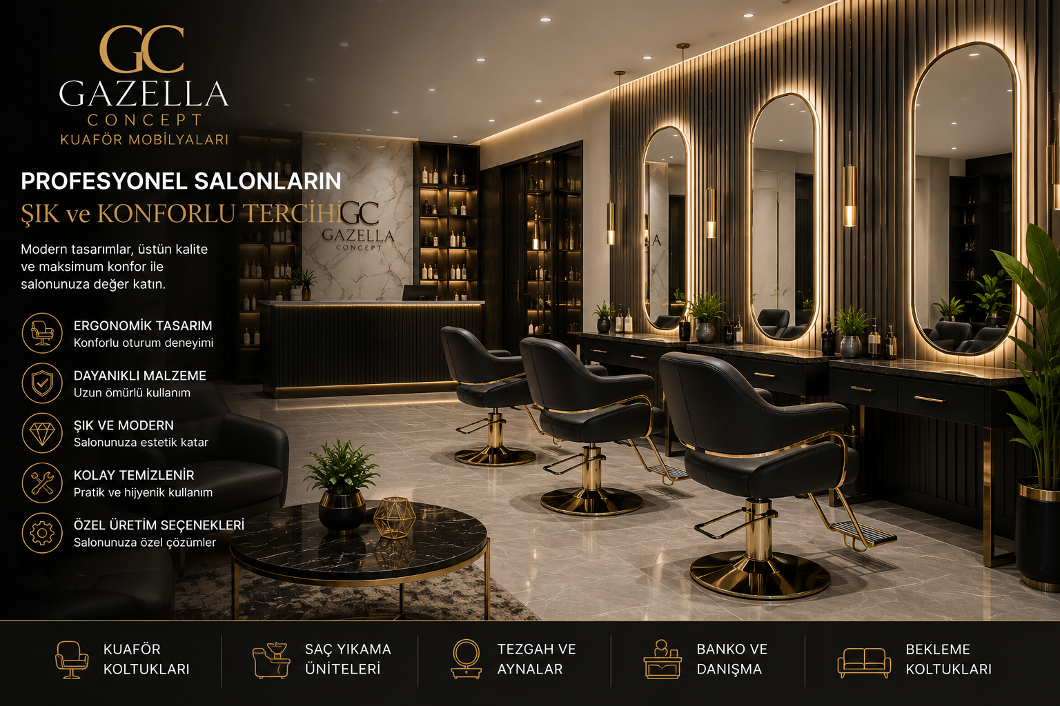 gazella concept kuaför mobilyaları