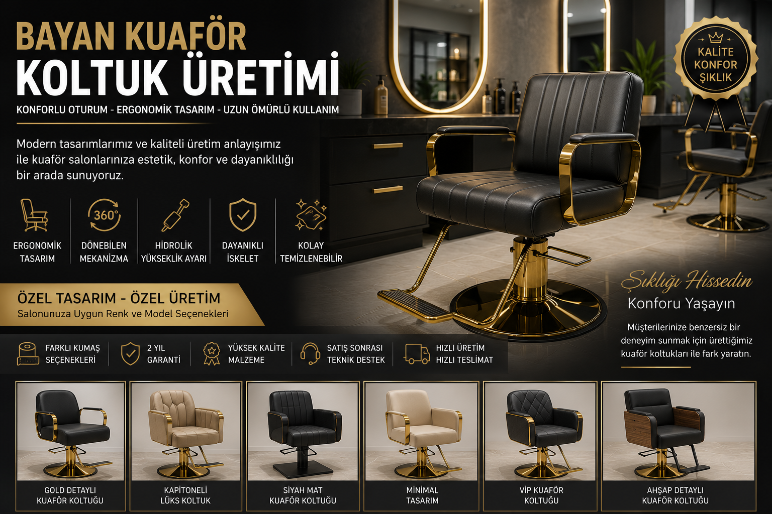 Bayan kuaför koltuk üretimi