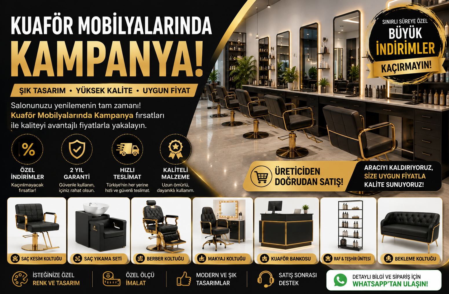 kuaför mobilyalarında kampanya